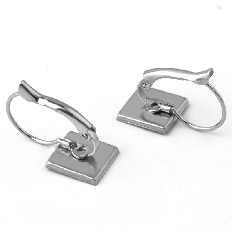 New Listing Stainless Steel Square Ear Hook 9.8mm Right Angle and Diagonal Empty Support Earrings Jewelry Accessories Wholesale