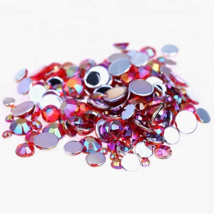 Oleeya factory wholesale round shape AB colors 1.5mm-10mm non hot fix acrylic rhinestone for nail art