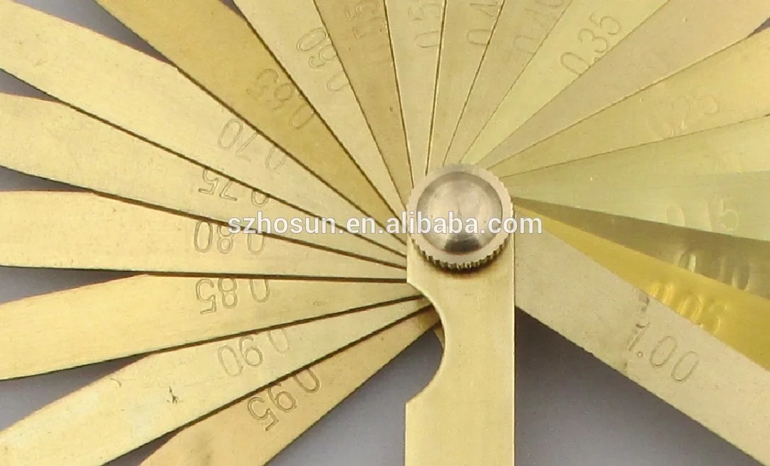 Good quality gap blades brass feeler gauge set 20blades/set measuring range 0.05 to 1.00mm