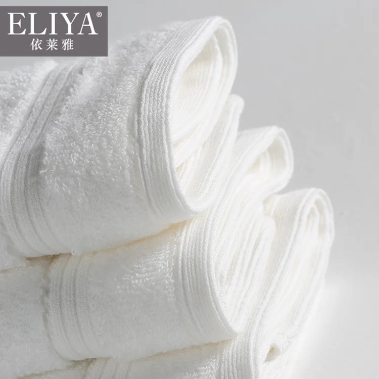 Luxury white color 5 star hilton hotel luqury bath towel set for hotel,hotel balfour spa towels with logo embossed