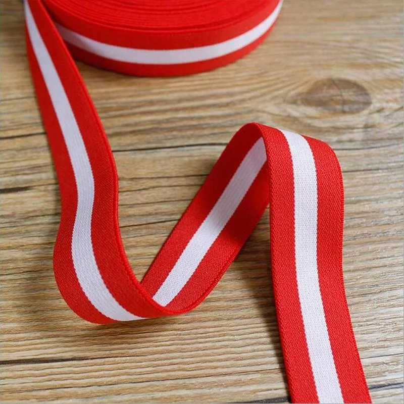 Stripe Flat Elastic Ribbon Webbing Jacquard Polyester / Nylon for Sportswear Retail Hot Sale 25mm 4cm 100 Yards Per Design 1-4mm