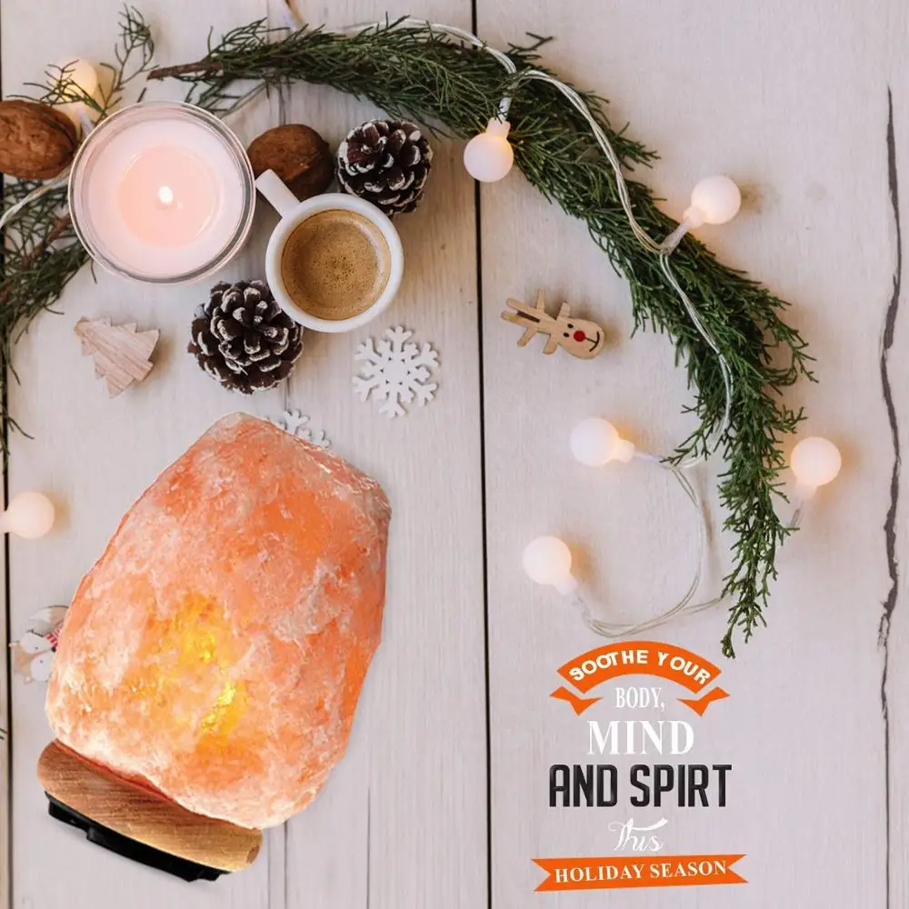 Гималайский/гимилейский море, розовая кристаллическая лампа в виде соли, Ночной светильник, основание из натуральной резины, регулируемый сенсорный выключатель, праздничный подарок