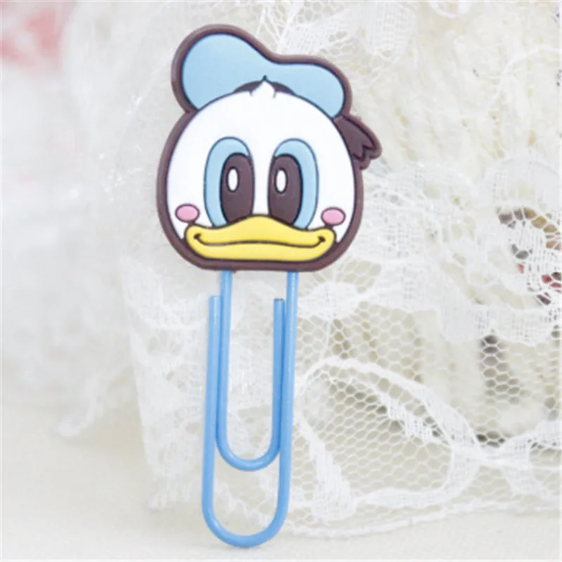 Wholesale cheap price cute cartoon metal bookmark clip plastic pvc duck cartoon character book mark for school students