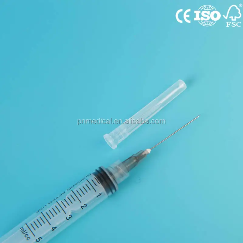 
China manufacturer 5ml hypodermic disposable syringe with needle 