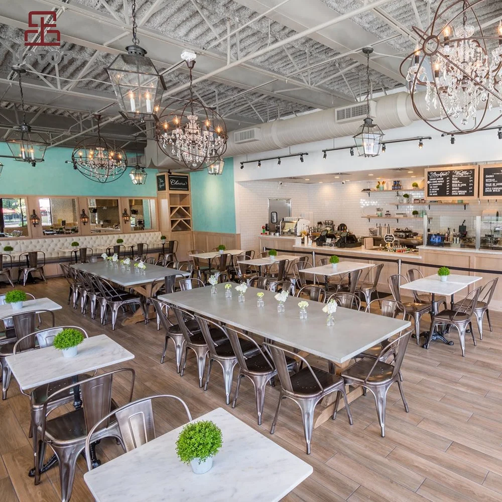 (SP-CS126) Modern interior restaurant design metal furniture dining cafe restaurant table and chairs furniture