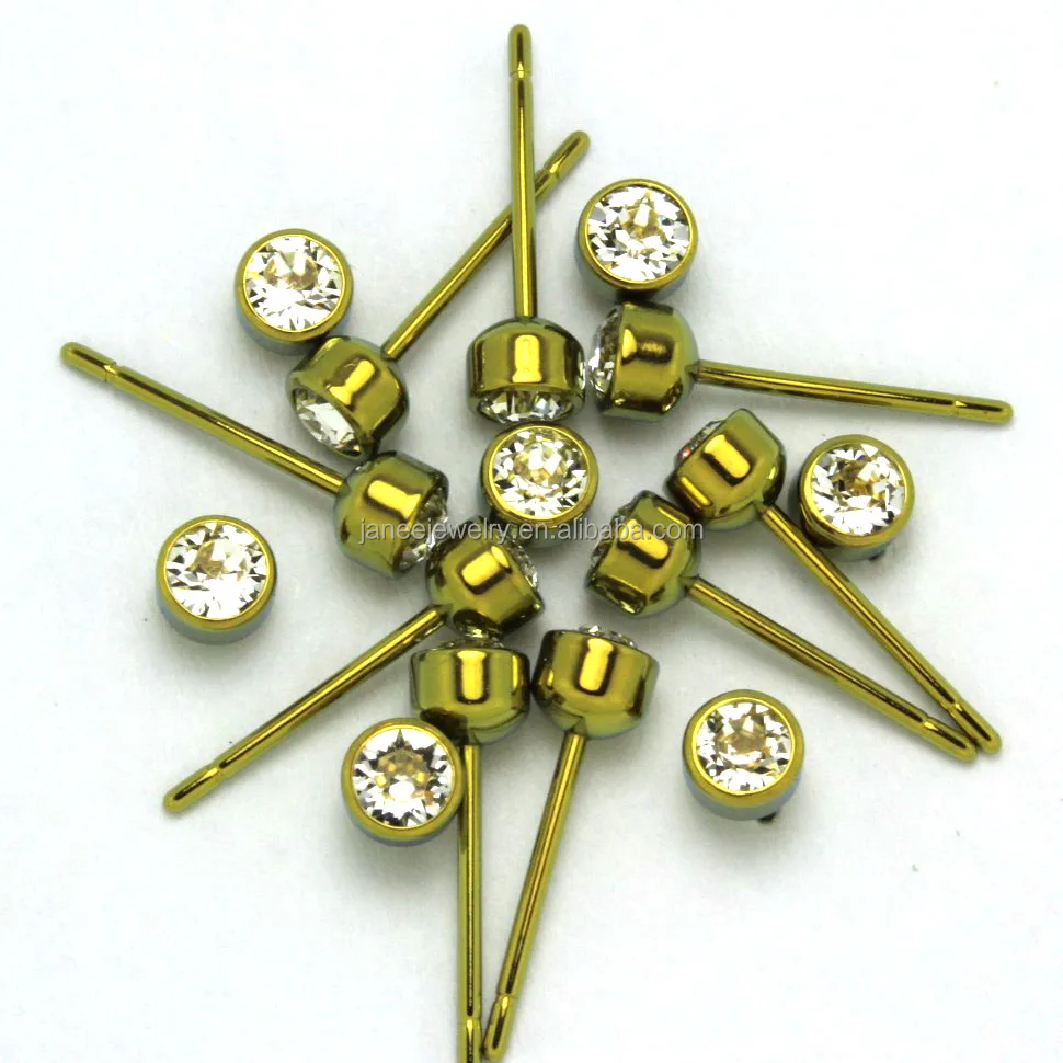 
Cheap Wholesale Body Piercing Jewellery CZ Diamond Anodized Colorful Pure Titanium Earrings 
