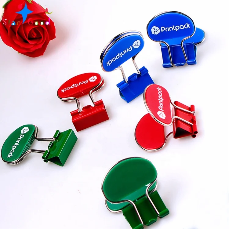 Advertisement Clips Customer Logo  ABS Plastic Sheet Promotional Power Saving Binder Clip 25 mm