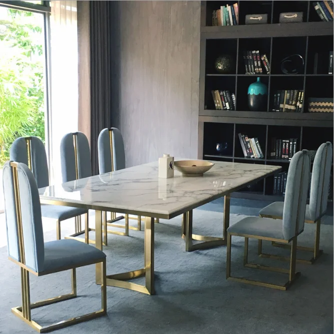 Hot Sales Luxury High Backrest Dining Chair Golden Stainless Steel Restaurant Chair For Home Hotel