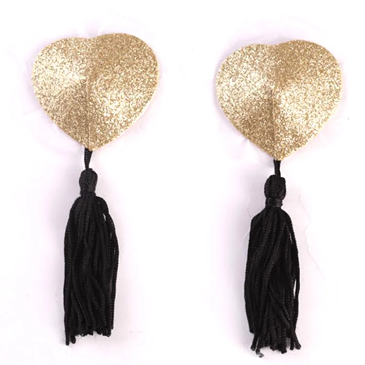 Wholesale sexy underwear black glitter heart nipple piercing pad, breast pasties