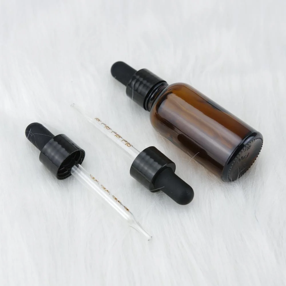18mm glossy dropper cap with food grade graduated glass pipette for essential oil bottle vials