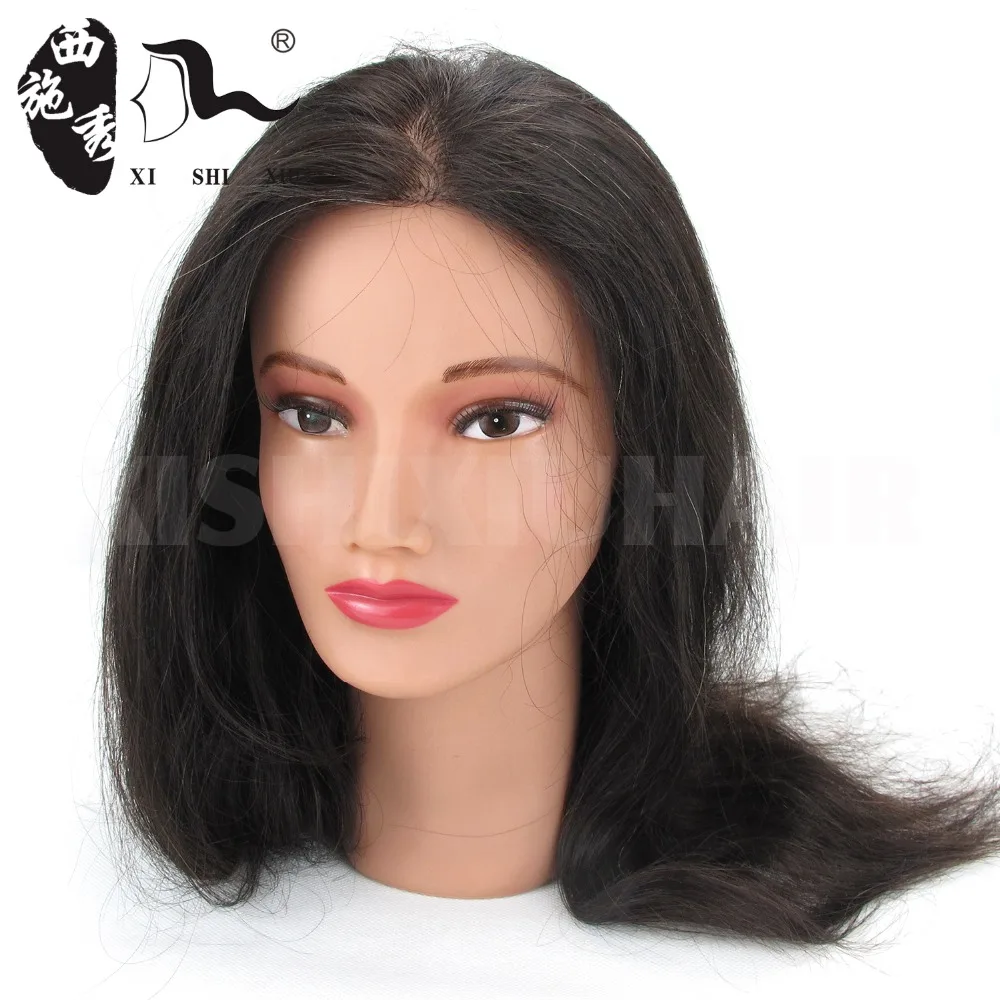 XISHIXIU HAIR 100% Human Hair Training Head With Hair Styling Dyeing Coloring realistic Mannequin Practice Head Dolls