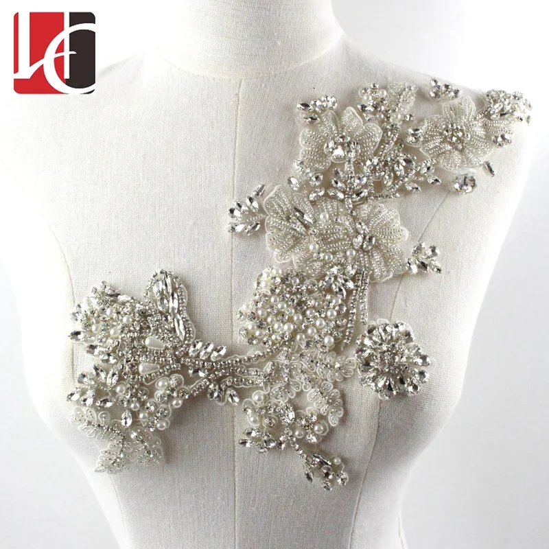 HC-4974 Fashion ab bridal crystal applique for dress