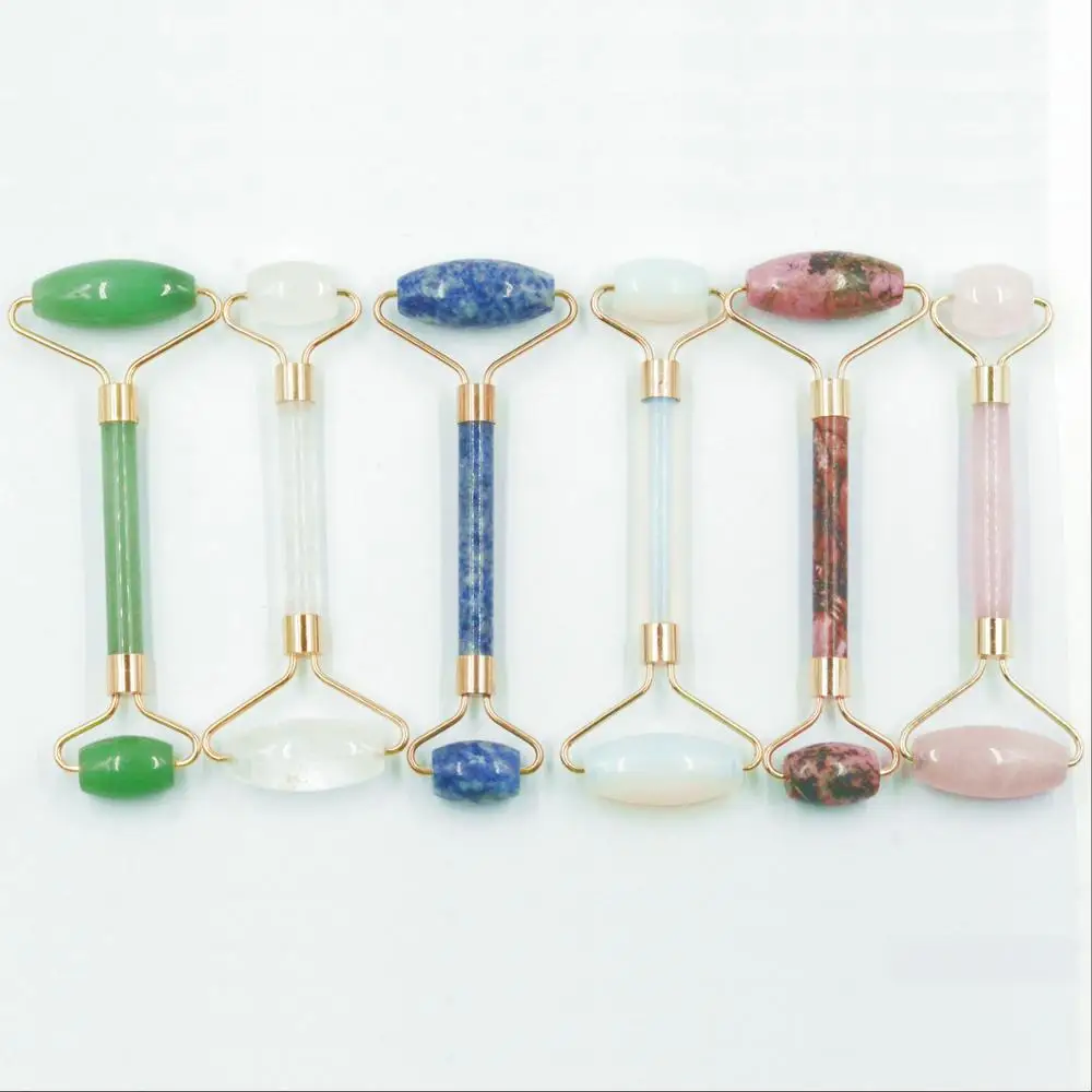 
Natural Facial Beauty Massage Tool Face Thin Natural Pink Stone Biological Foot massager Jade Roller 