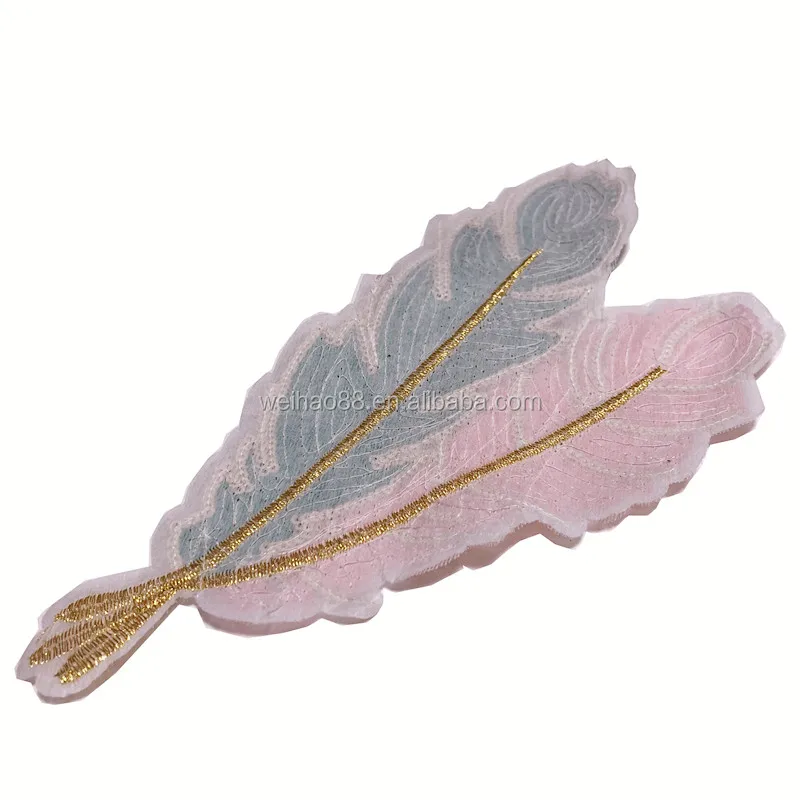 Pluma sequin patch/custom feather embroidery patches/applique 5mm colorful sequins