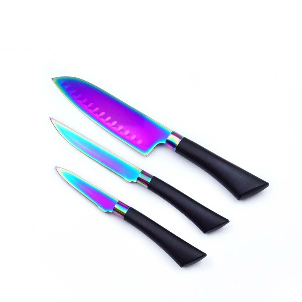 3-Pieces Titanium Blade Kitchen Knife Set with Soft, Non-Slip Handle