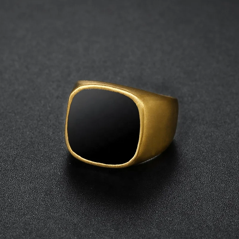 Custom design Simple Style Fashion Epoxy Ring 316L Stainless Steel Jewelry Polishing Silver Black Pave Cocktail Ring