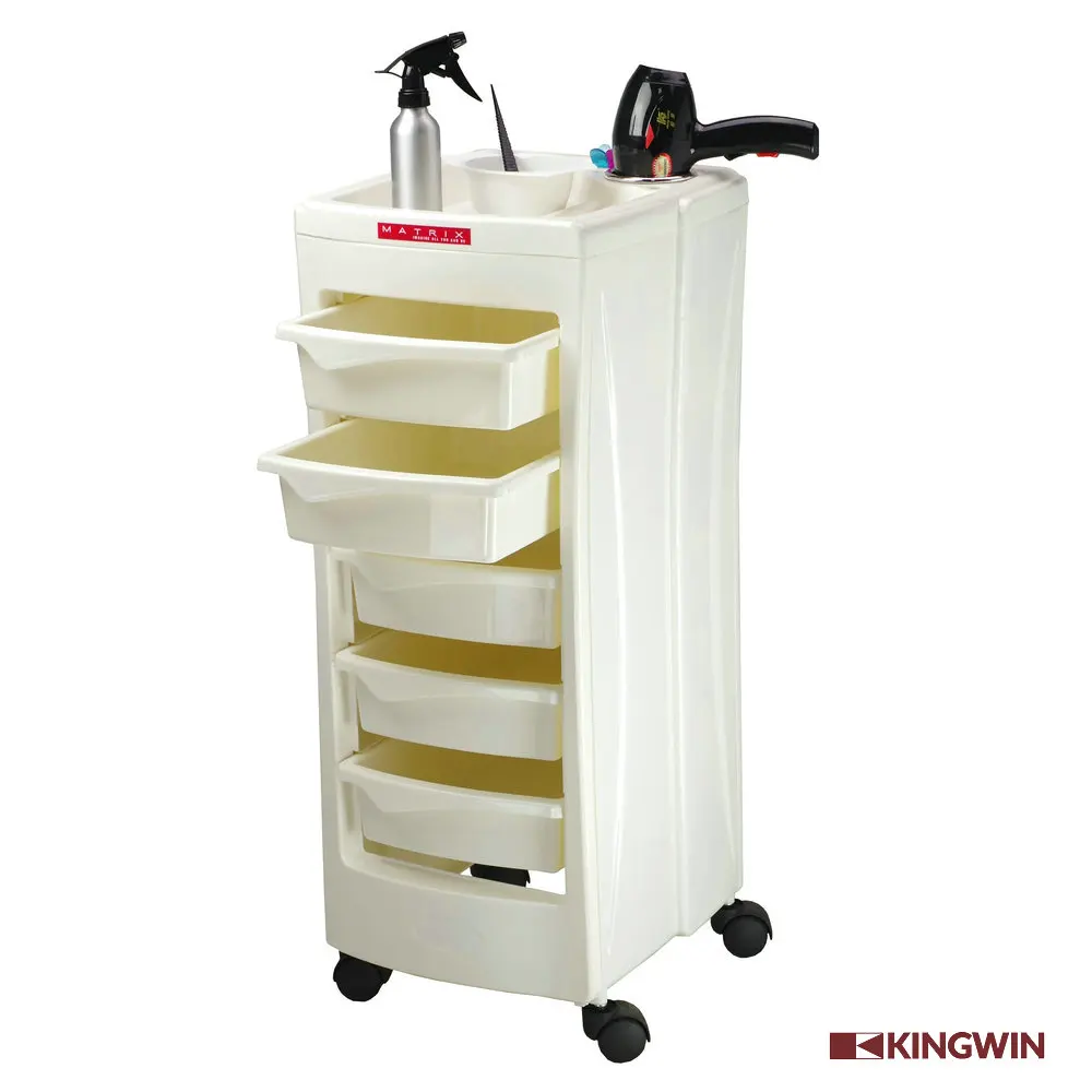 durable white hair salon trolley stylist color cart on wheels Hairdressing Working Cart