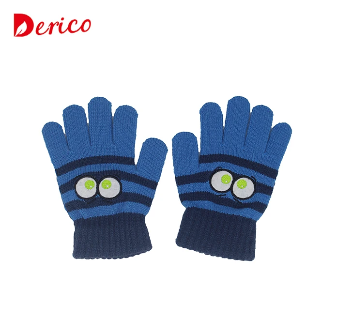 Latest design custom printed child cute knit acrylic hand glove
