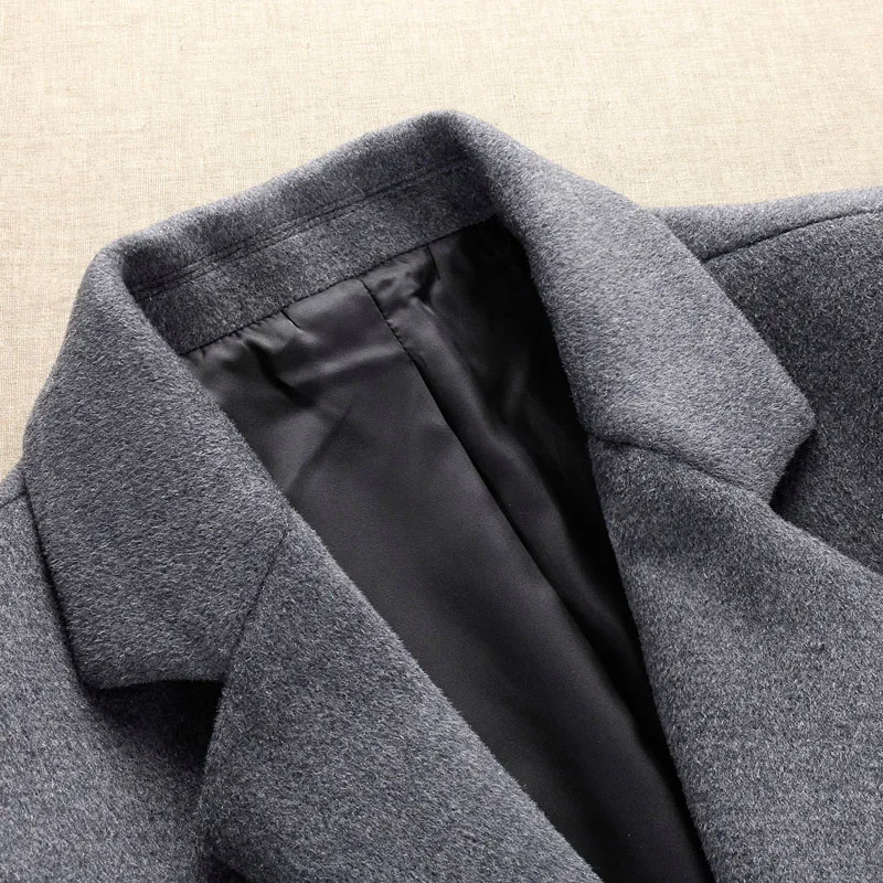 2021 Fashion Turn-down Collar Winter Casual Long Coat Custom Men Wool Jackets Overcoats For Men