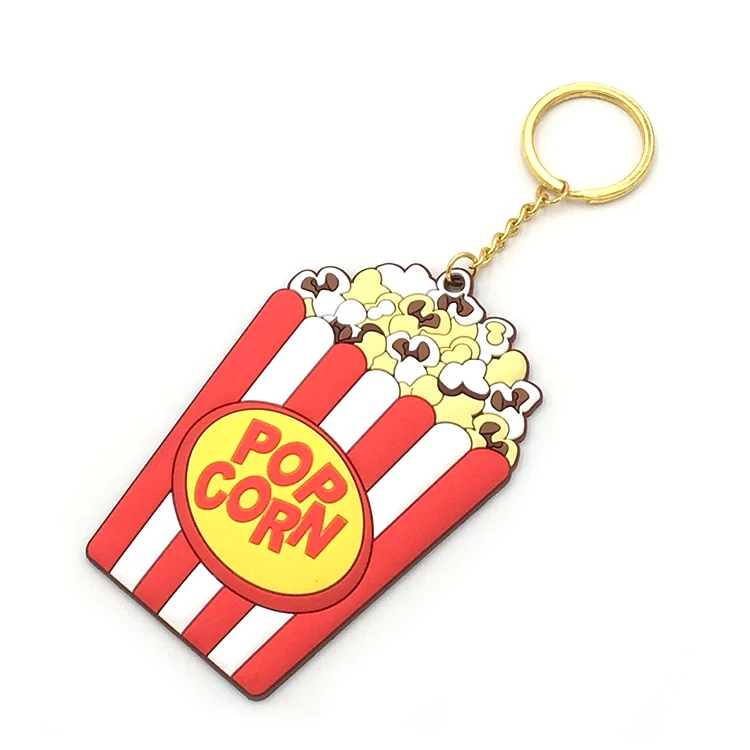 Customized popcorn pvc personalized one piece keychain