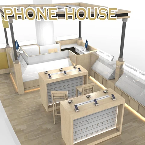 
Cell Phone Showroom 3D Design Cell Phone Accessory Kiosk Display Fixture Mobile Phone Store Shop Interior Design 