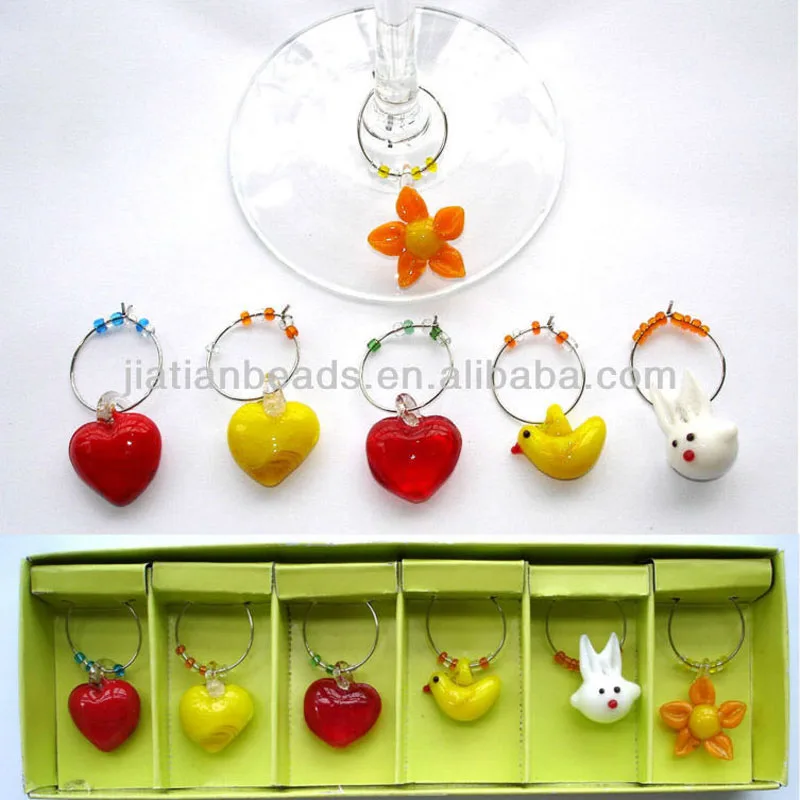 Оптовая продажа дешевые муранского пасхальное украшение бокал вина подвески