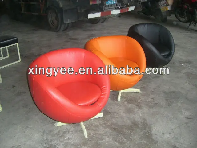 Modern living room furniture of house PU swivel ball chair genuine leather round shape chair