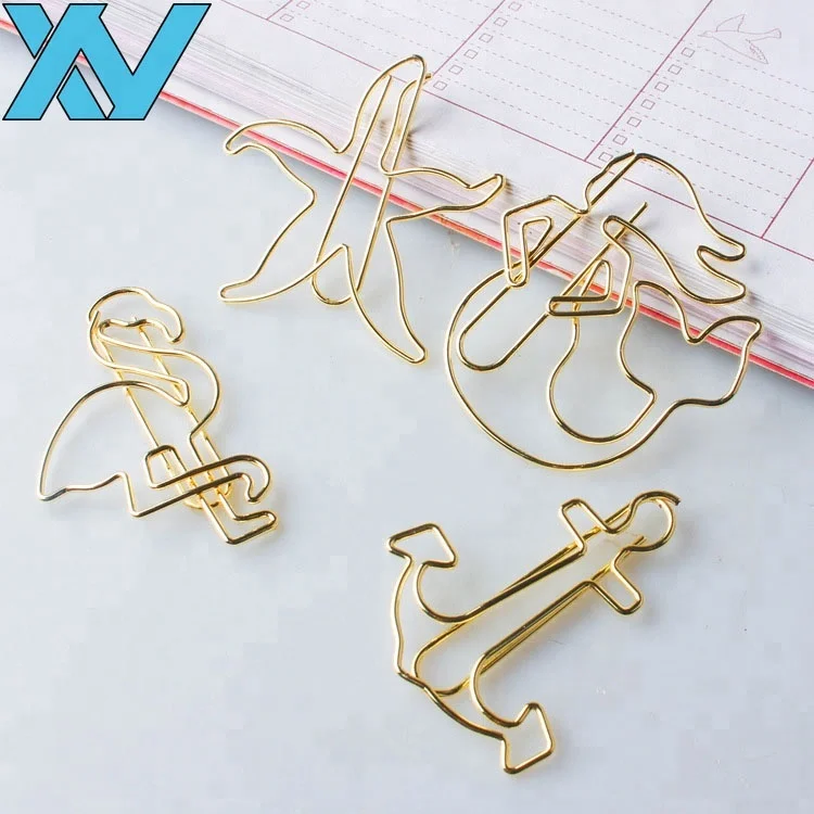 Golden goblet design metal wire paper clip gifts cup shaped clip bookmark
