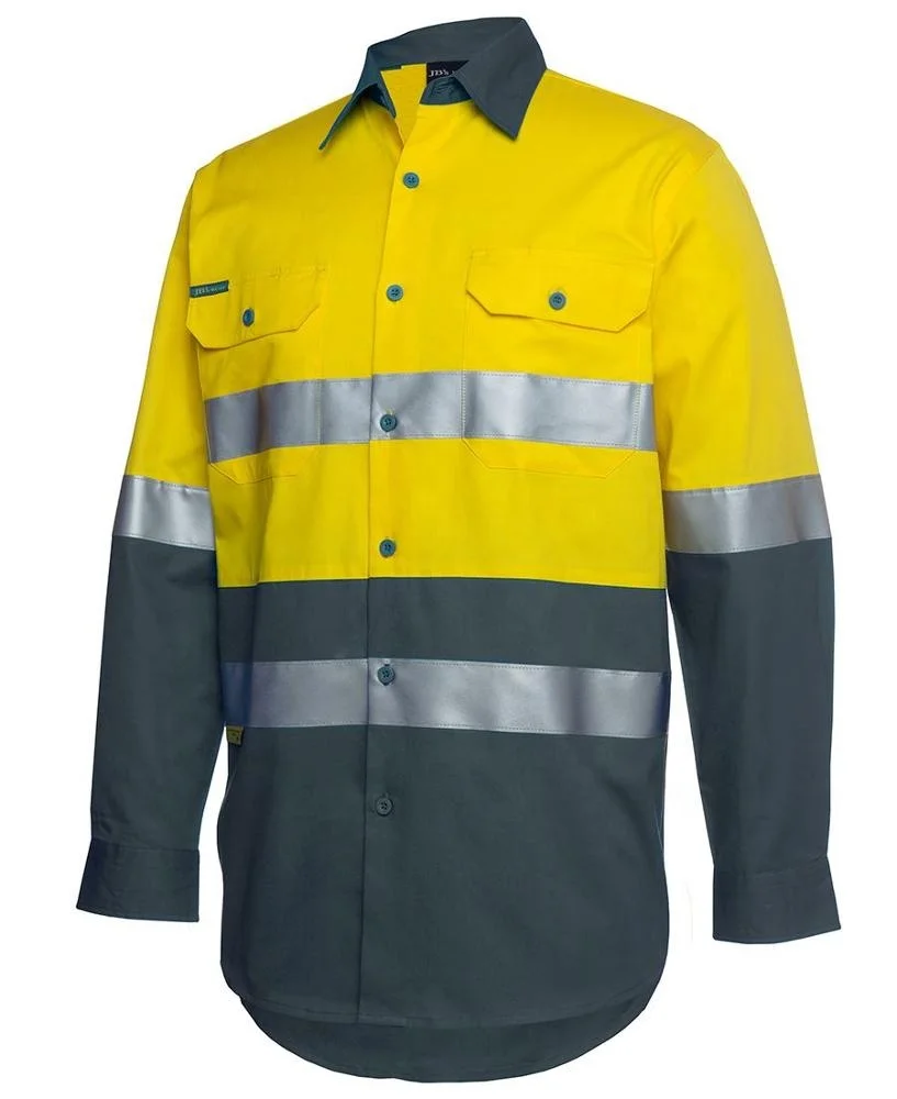 HIVIS 3 WAY COOL-BREEZE COTTON SHIRT WITH high reflective tape LONG SLEEVE safety shirt