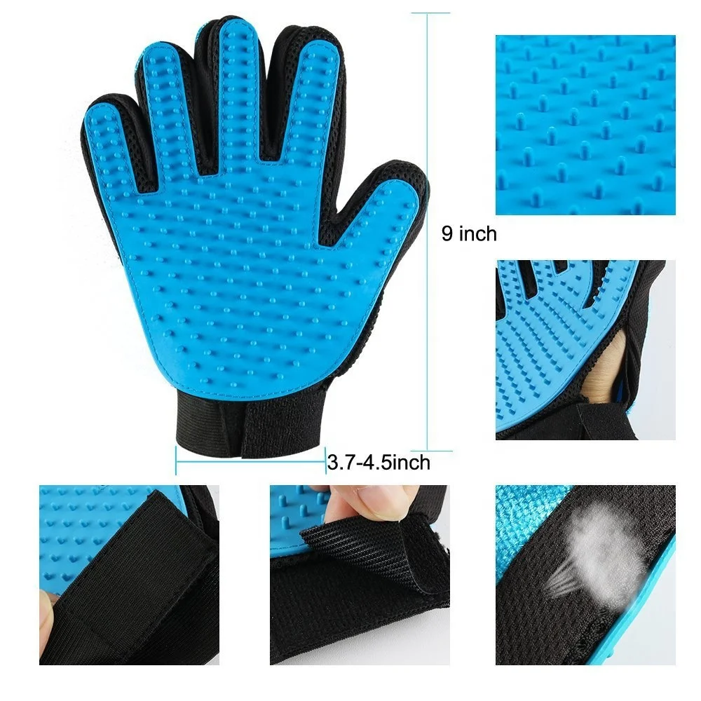 Double Side Pet Grooming Glove With Lint Removing Microfiber Fabric