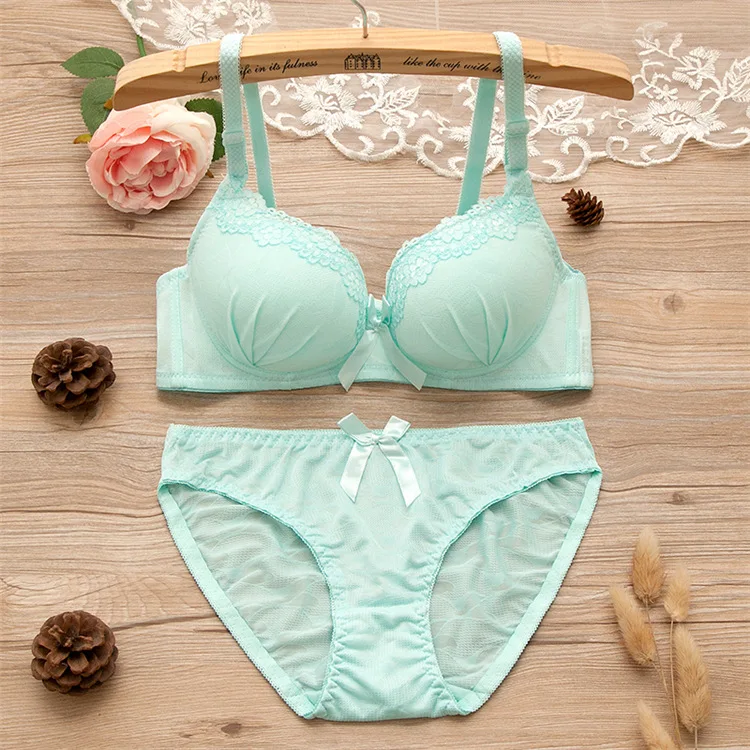 Wholesale latest design bien set cotton bra lace panties bra & brief sets young girl bra set
