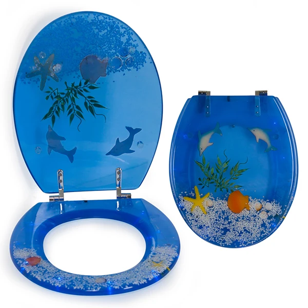 Синее светодиодное сиденье для унитаза из