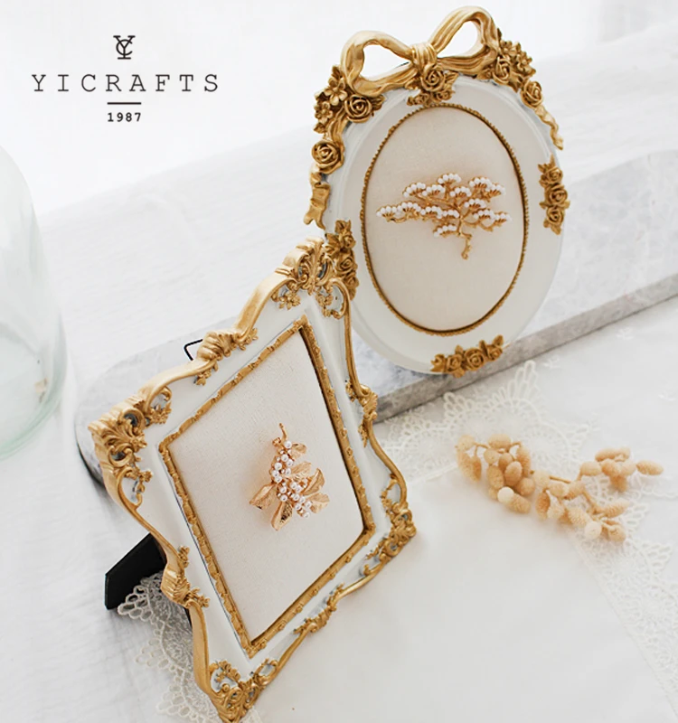 Креативная мягкая фоторамка в европейском стиле с золотыми серьгами