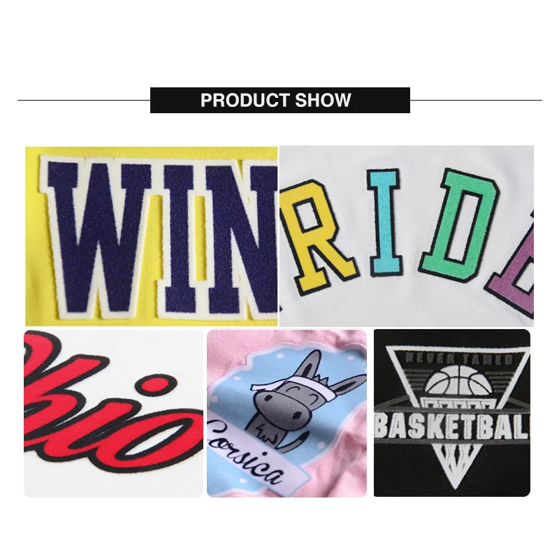 Custom logo printing fabric 3d label flock heat transfer sticker for clothes