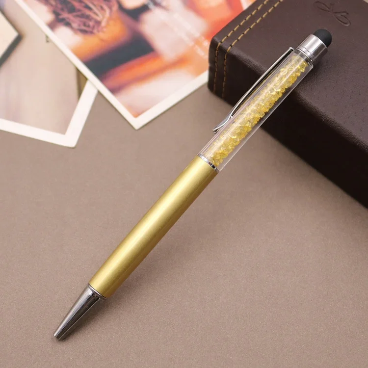 custom logo 2in 1 Crystal pen Diamond ball point pens with touch screen