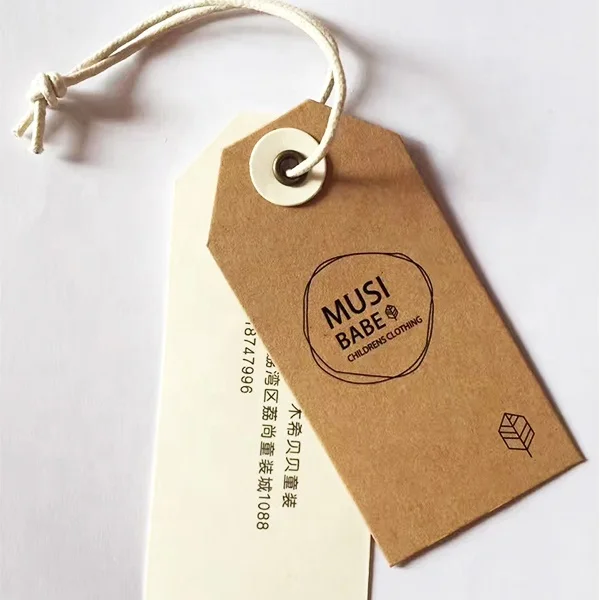 Custom Recycled Brown Kraft Paper Cloth Tag Kraft Paper Garment Hang Tag Kraft Paper Jeans Hang Tag With String