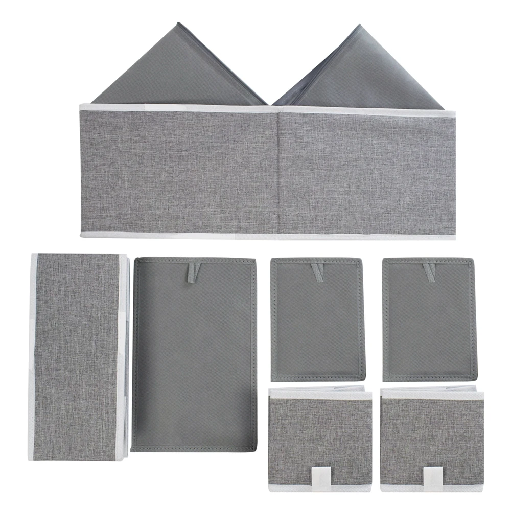 Big Capacity 300D polyester linen fabric cloth storage box cube cabinet foldable 3 Layers underwear drawer organizer