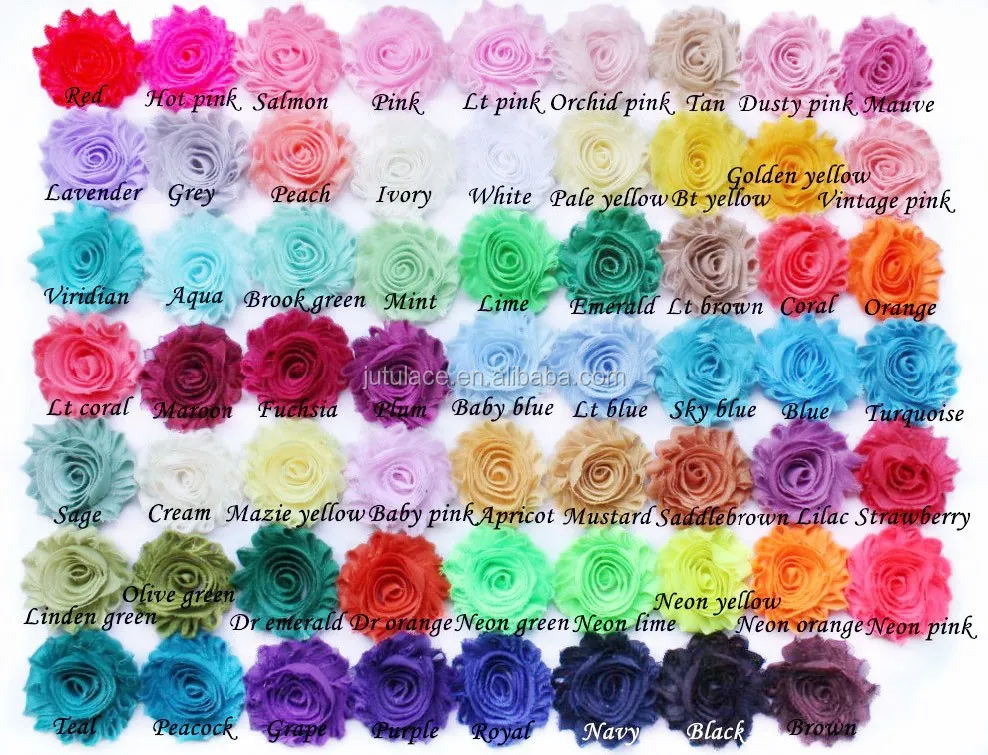 108 SOLID COLORS beautiful rosettes flower- 2.5'chiffon fabric flowers -wedding dresses decorative shabby flowers