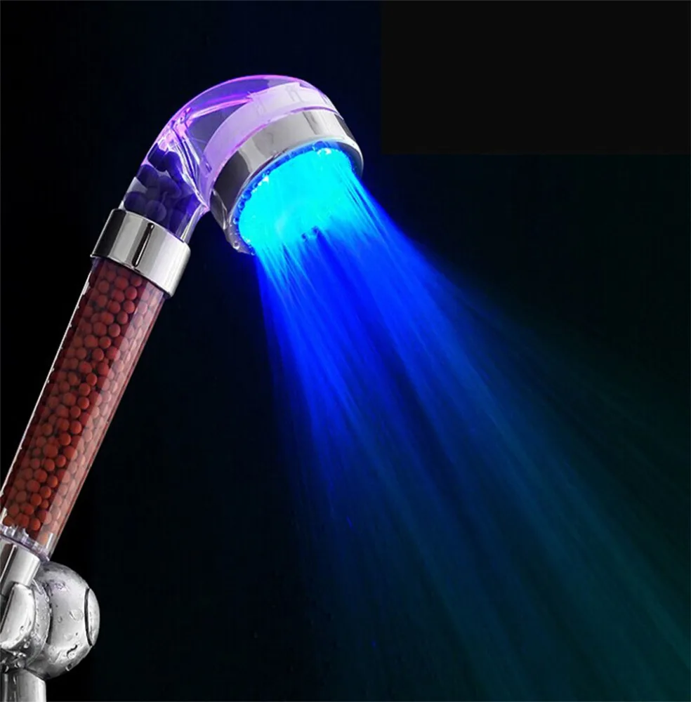 Romantic LED Shower Head Temperature Control Water Saving Increased Pressure Available 3 Colors Bathroom Faucet Accessories