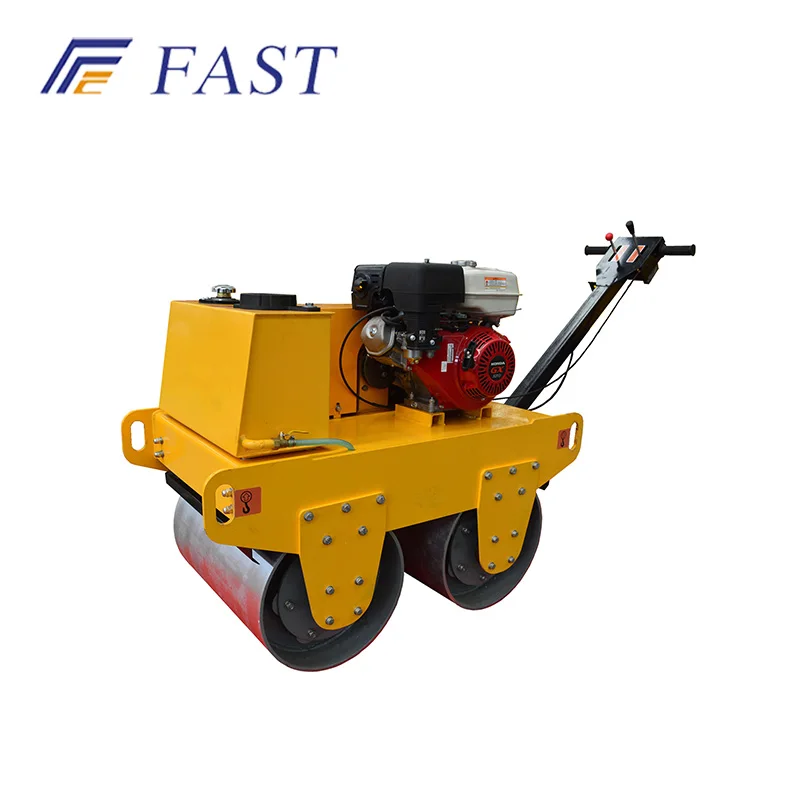 Small walk behind double drum road roller