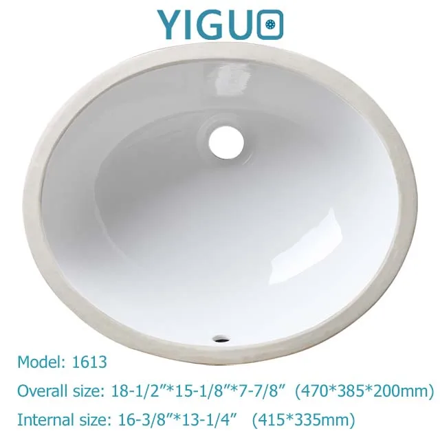 
Without faucet feature and undermount installation type porcelain bathroom sink, rectangular basin shape ceramic basin #1813 