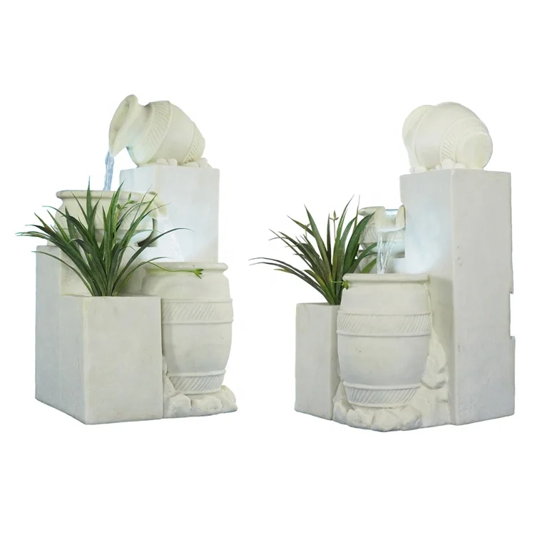 
Room Ornament Sandstone Water Fountain Indoor with Flowerpot 