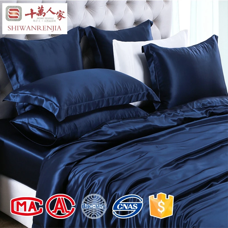 
4 piece plain dyed solid color 100% mulberry silk king size bed sheet set 