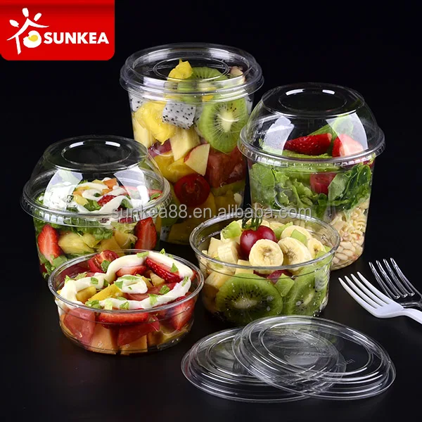 Slice fruit vegetable salad clear plastic tub with lid