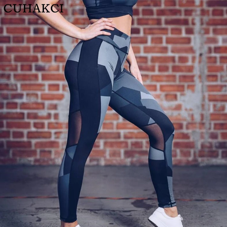 Спортивные Леггинсы для йоги с цифровым принтом камуфляжные женские штаны для йоги с высокой талией