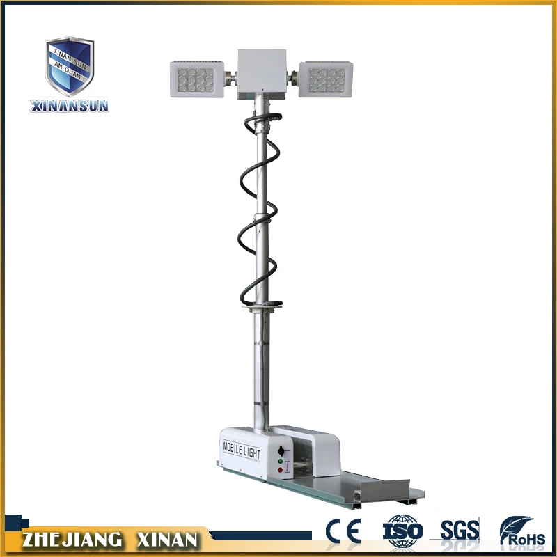 Convenient white telescopic truck hydraulic mast light tower