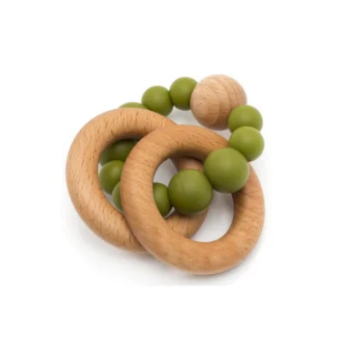 
Custom BPA Free baby silicone teether beads wooden silicone wood teething toys/silicone baby teether 