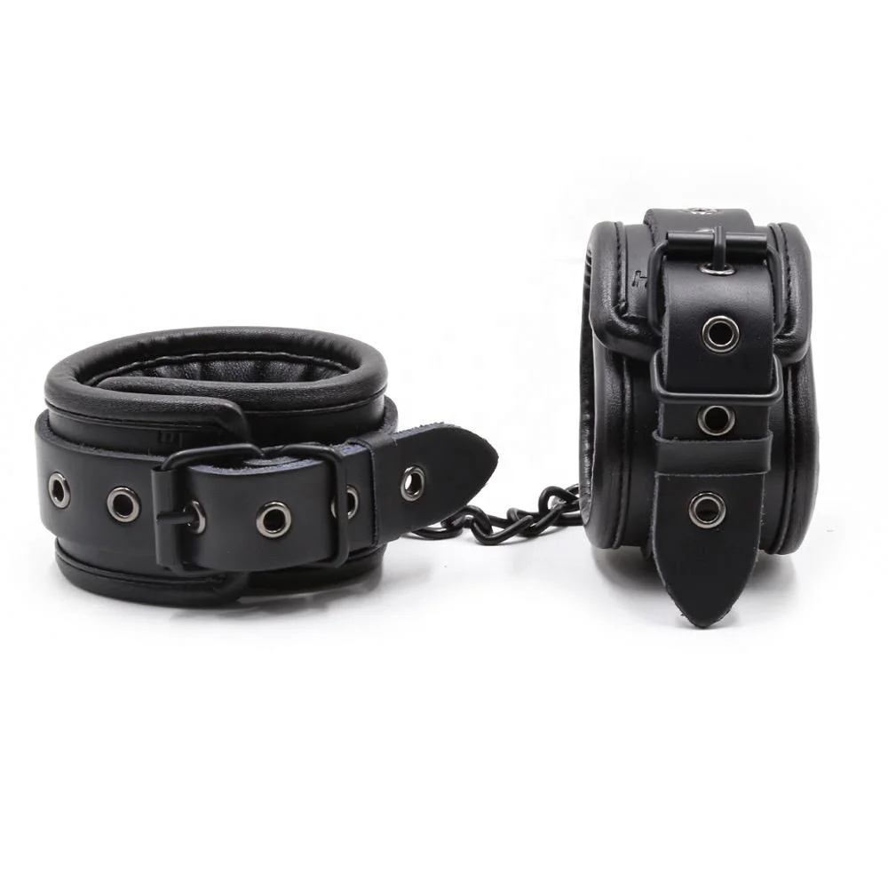 Mature Bondage Leash Collar Wrist and Ankle Cuffs Set BDSM Restraints For Fetish Slave