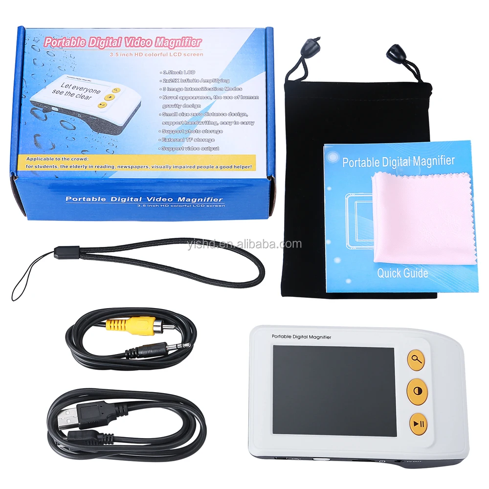 hongda 3.5 Inch High-definition LCD Screen 2X-25X Zoom Portable Low Vision Reading Aid 3d screen magnifier with speaker