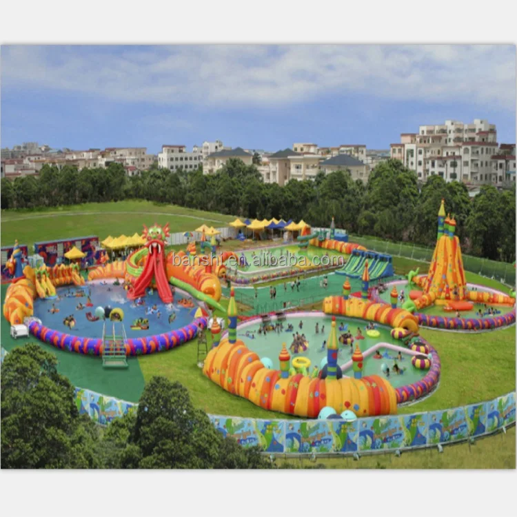 2018 Summer Popular cheap Inflatable Amusement large water park with Swimming pool for outdoor
